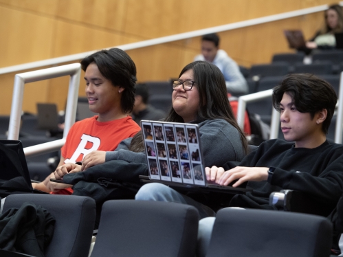 Students listen to a lecture at Rutgers